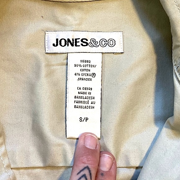 JONES & CO (NWOT) • Tan Lightweight Thin Zip-Up Cotton Jacket Coat • Size Small - Picture 10 of 16